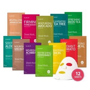 Premium Facial Sheet Mask 12 Combo Pack of 12 | Clean Face Masks Skincare, Hydra